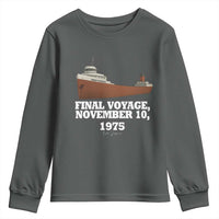 SS Edmund Fitzgerald Final Voyage Tribute Youth Sweatshirt November 10 1975 Lake Superior Memorial - Wonder Print Shop