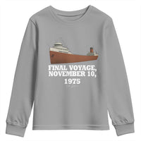 SS Edmund Fitzgerald Final Voyage Tribute Youth Sweatshirt November 10 1975 Lake Superior Memorial - Wonder Print Shop