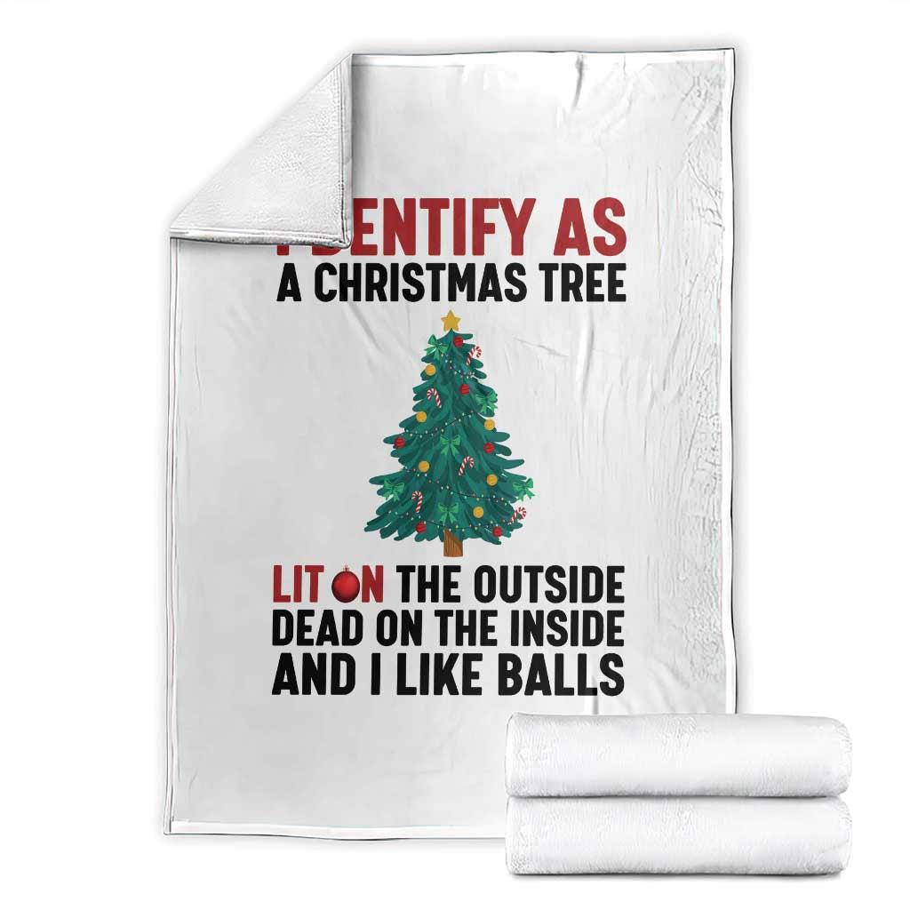 I Identify as a Christmas Tree Throw Blanket Funny Lit and Dead Inside Holiday Humor - Wonder Print Shop