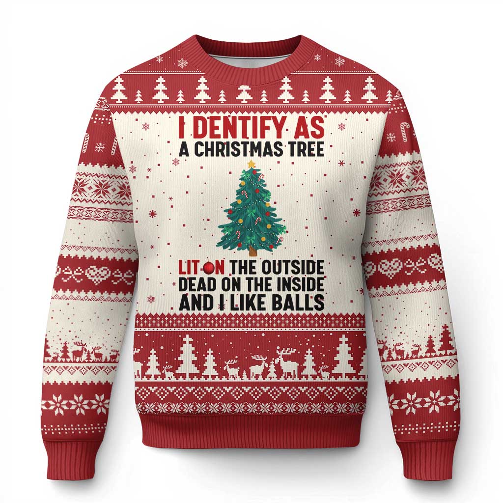 I Identify as a Xmas Tree Ugly Christmas Sweater Funny Lit and Dead Inside Holiday Humor - Wonder Print Shop