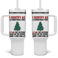 I Identify as a Christmas Tree Tumbler With Handle Funny Lit and Dead Inside Holiday Humor - Wonder Print Shop