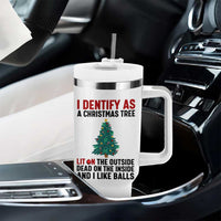 I Identify as a Christmas Tree Tumbler With Handle Funny Lit and Dead Inside Holiday Humor - Wonder Print Shop