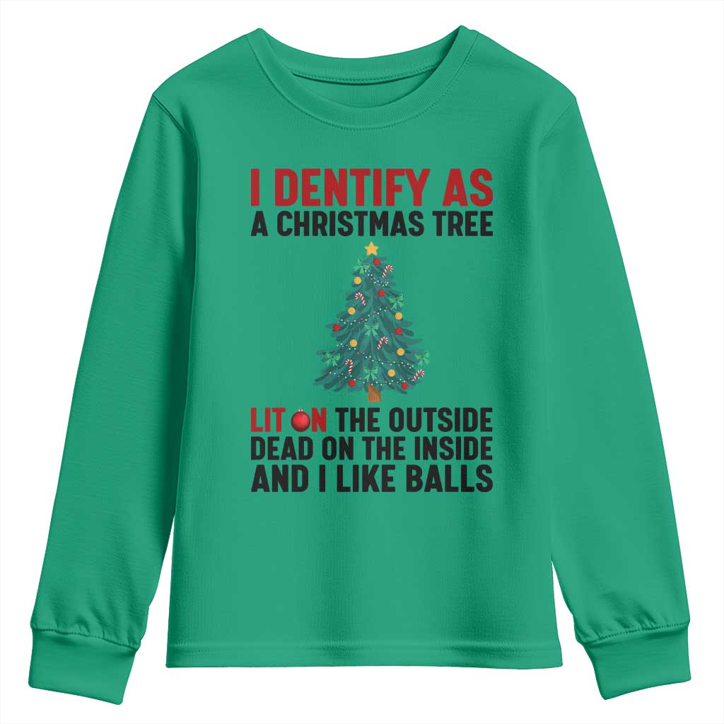 I Identify as a Christmas Tree Youth Sweatshirt Funny Lit and Dead Inside Holiday Humor - Wonder Print Shop