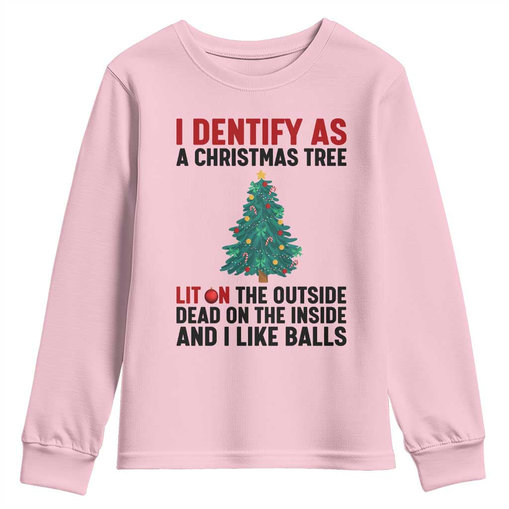 I Identify as a Christmas Tree Youth Sweatshirt Funny Lit and Dead Inside Holiday Humor - Wonder Print Shop