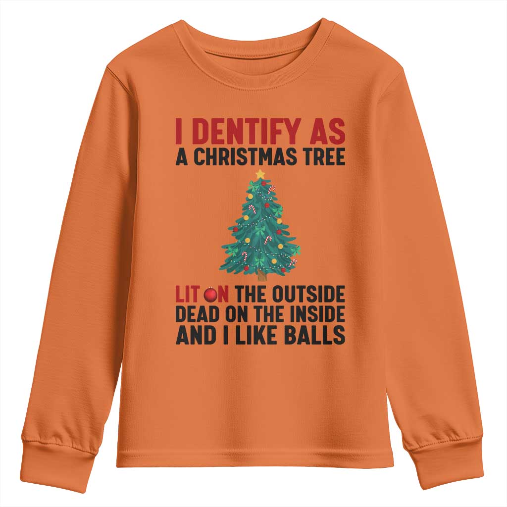 I Identify as a Christmas Tree Youth Sweatshirt Funny Lit and Dead Inside Holiday Humor - Wonder Print Shop