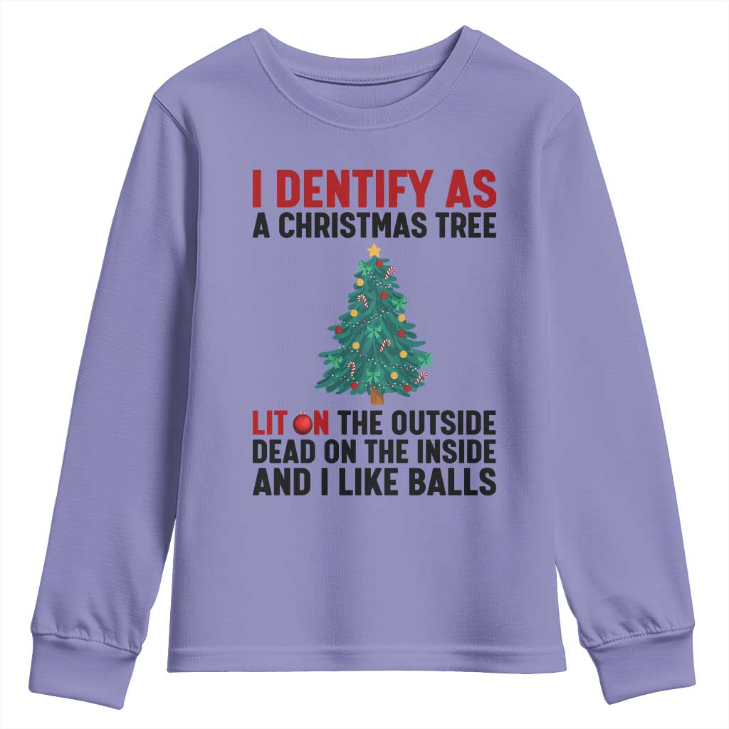 I Identify as a Christmas Tree Youth Sweatshirt Funny Lit and Dead Inside Holiday Humor - Wonder Print Shop