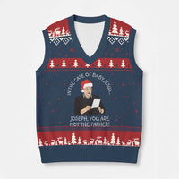 Funny Christmas Jesus Paternity Test V-Neck Knit Sweater Vest Joseph You Are Not the Father Holiday Humor - Wonder Print Shop