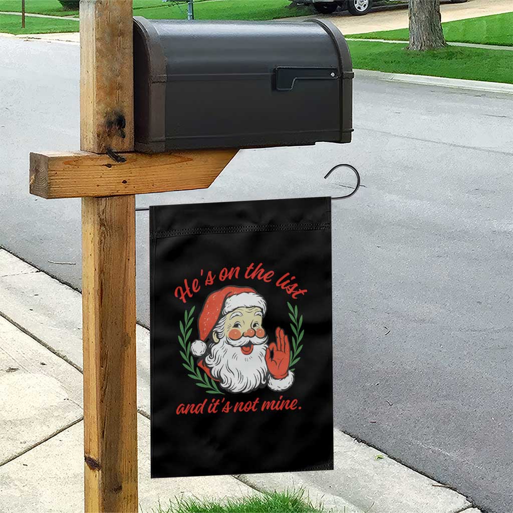 Funny Santa He is On the List Christmas Garden Flag Sassy Retro Holiday Humor - Wonder Print Shop