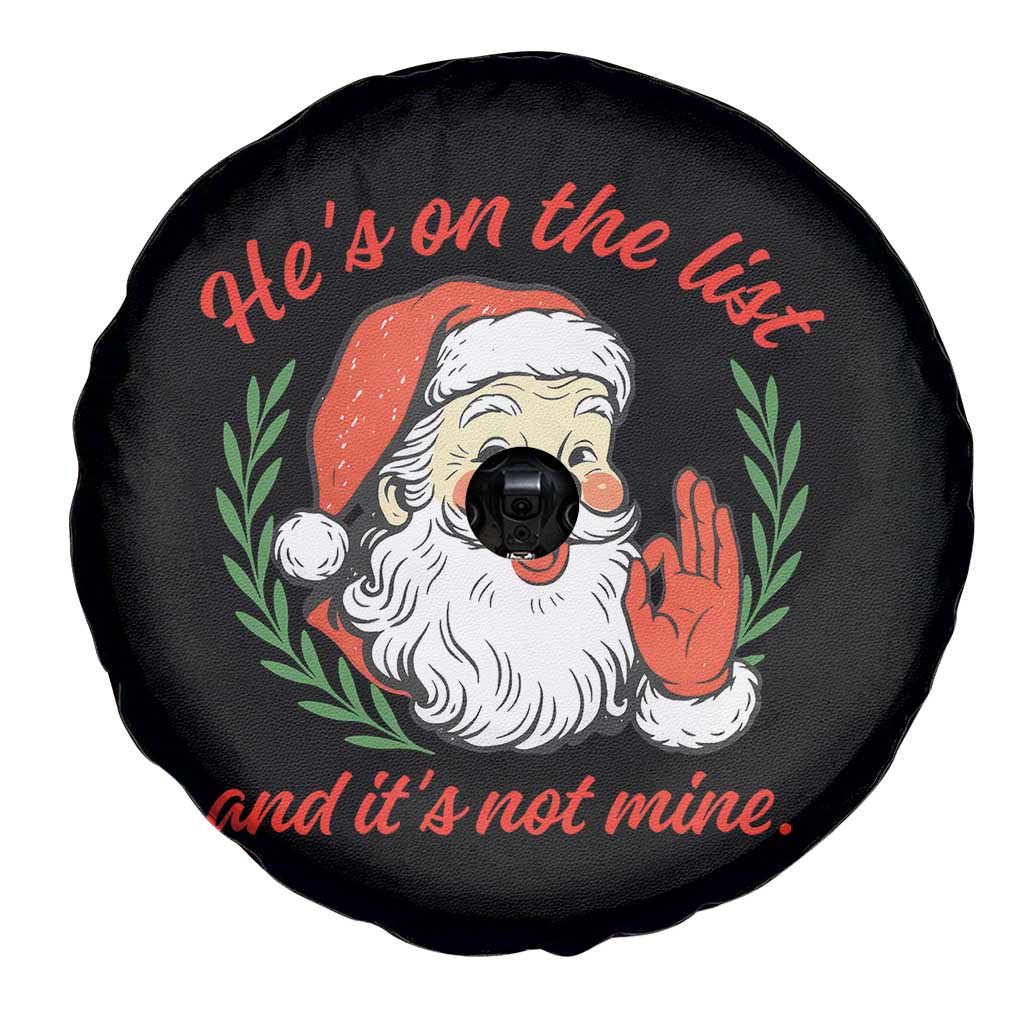 Funny Santa He is On the List Christmas Spare Tire Cover Sassy Retro Holiday Humor - Wonder Print Shop