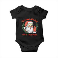 Funny Santa He is On the List Christmas Baby Onesie Sassy Retro Holiday Humor - Wonder Print Shop