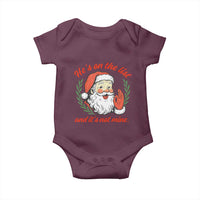 Funny Santa He is On the List Christmas Baby Onesie Sassy Retro Holiday Humor - Wonder Print Shop