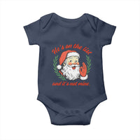 Funny Santa He is On the List Christmas Baby Onesie Sassy Retro Holiday Humor - Wonder Print Shop