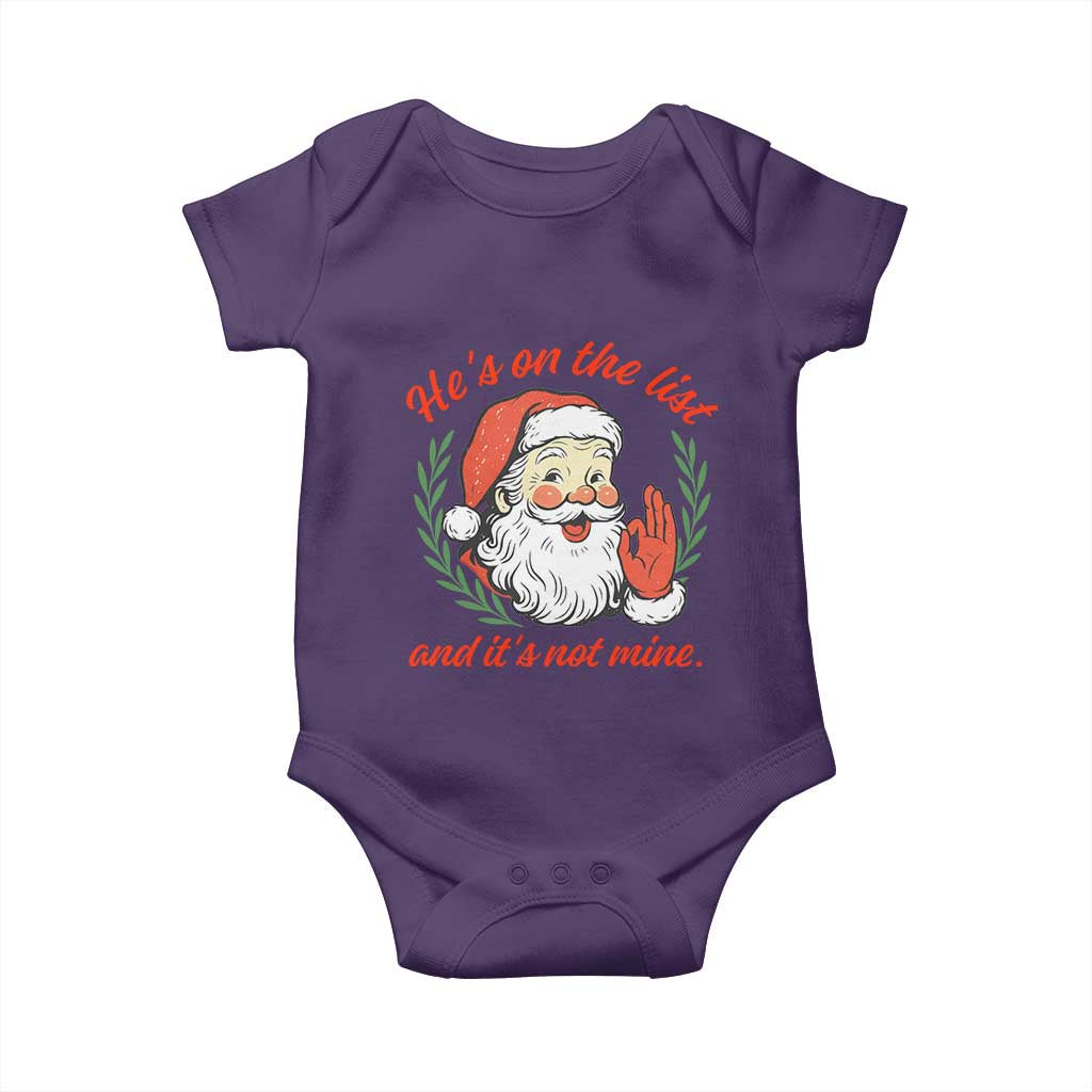 Funny Santa He is On the List Christmas Baby Onesie Sassy Retro Holiday Humor - Wonder Print Shop