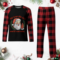 Funny Santa He is On the List Christmas Plaid Pajama Set Sassy Retro Holiday Humor - Wonder Print Shop