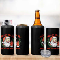 Funny Santa He is On the List Christmas 4 in 1 Can Cooler Tumbler Sassy Retro Holiday Humor - Wonder Print Shop