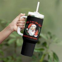 Funny Santa He is On the List Christmas Tumbler With Handle Sassy Retro Holiday Humor - Wonder Print Shop