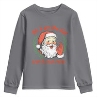 Funny Santa He is On the List Christmas Youth Sweatshirt Sassy Retro Holiday Humor - Wonder Print Shop