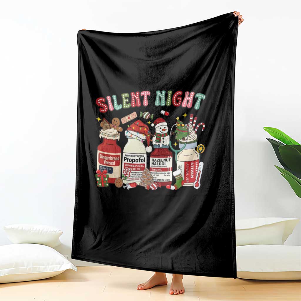 Funny Silent Night Nurse Christmas Throw Blanket Festive Meds and Holiday Medical Humor - Wonder Print Shop