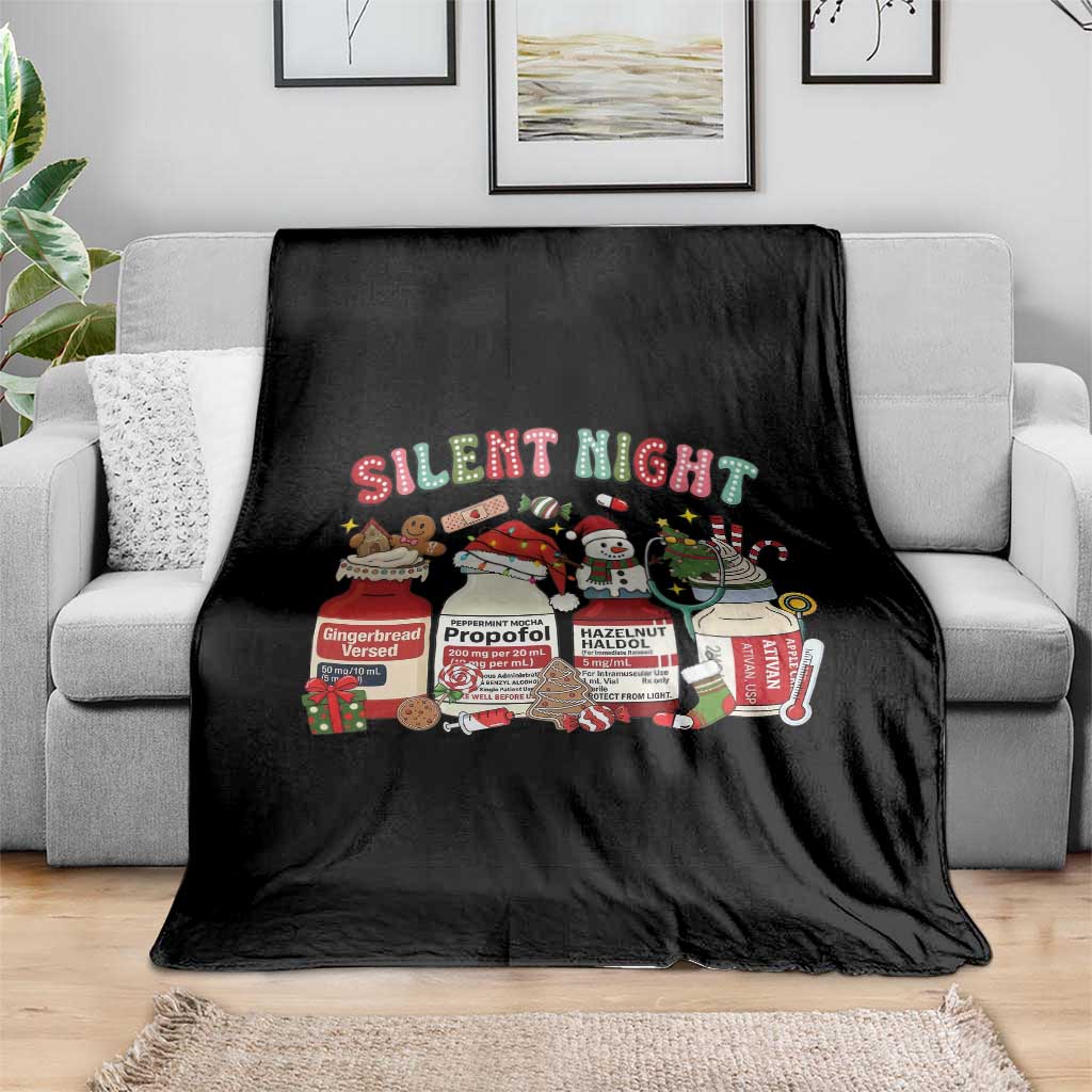 Funny Silent Night Nurse Christmas Throw Blanket Festive Meds and Holiday Medical Humor - Wonder Print Shop