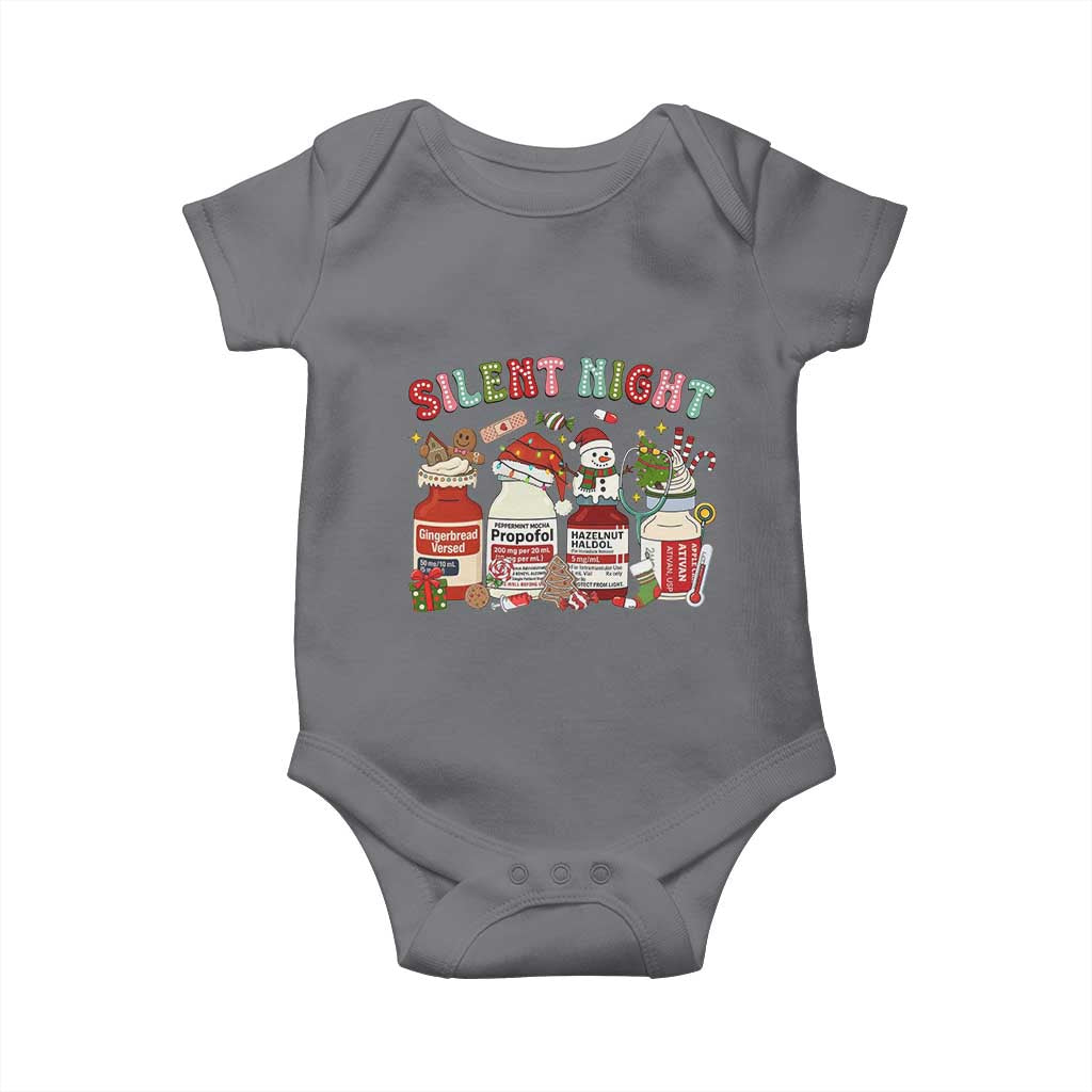 Funny Silent Night Nurse Christmas Baby Onesie Festive Meds and Holiday Medical Humor - Wonder Print Shop
