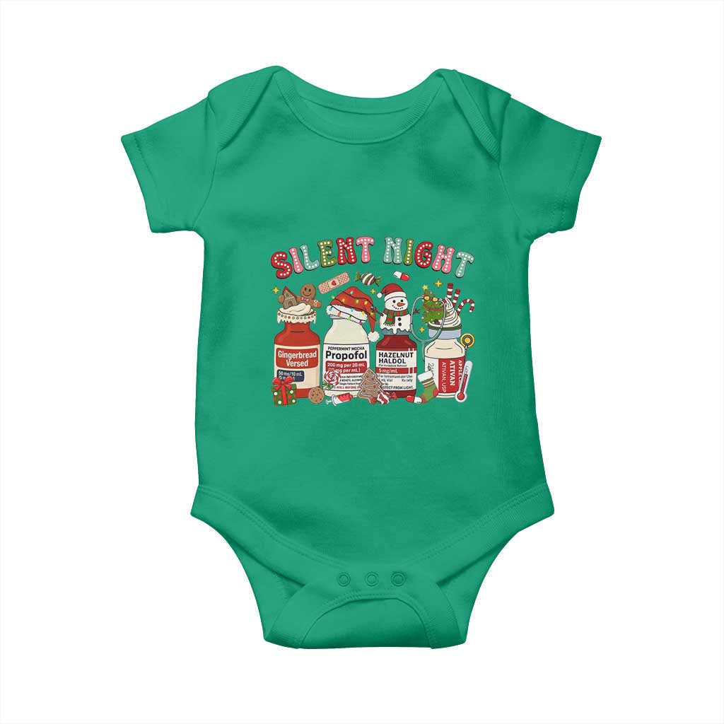 Funny Silent Night Nurse Christmas Baby Onesie Festive Meds and Holiday Medical Humor - Wonder Print Shop
