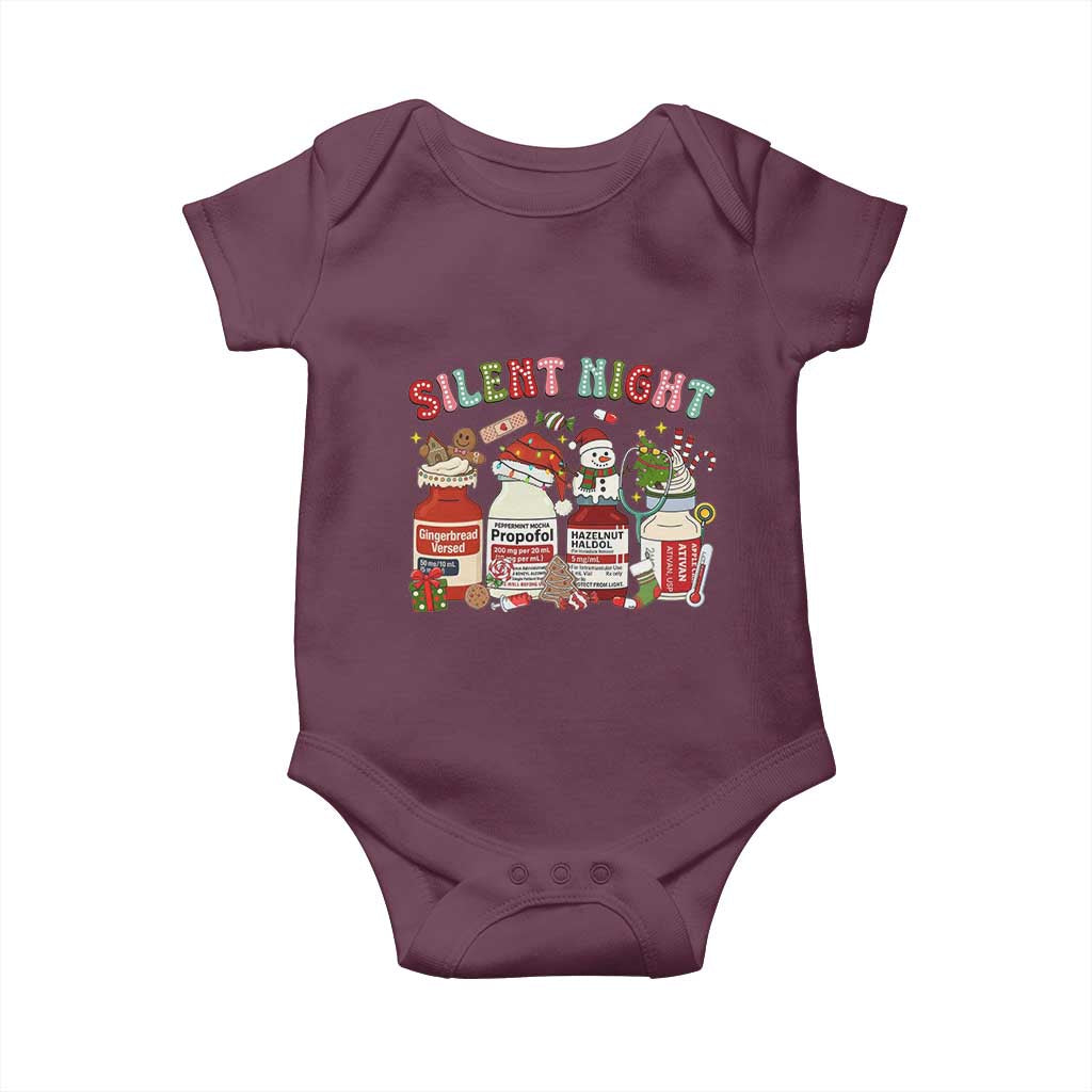 Funny Silent Night Nurse Christmas Baby Onesie Festive Meds and Holiday Medical Humor - Wonder Print Shop