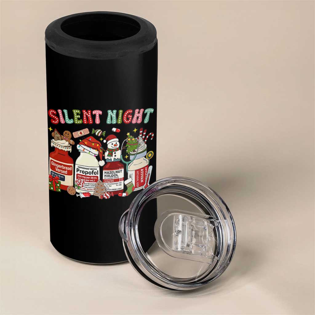 Funny Silent Night Nurse Christmas 4 in 1 Can Cooler Tumbler Festive Meds and Holiday Medical Humor - Wonder Print Shop
