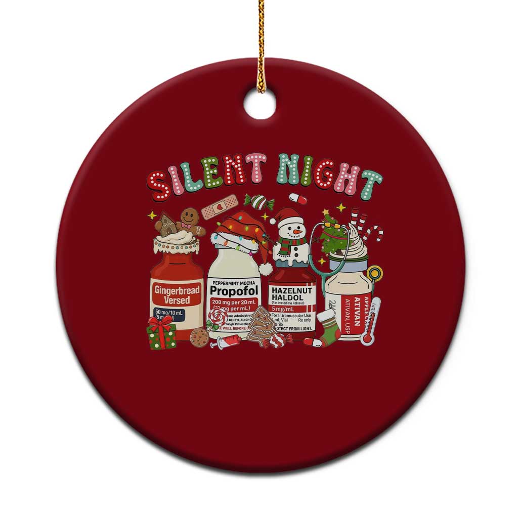 Funny Silent Night Nurse Christmas Ceramic Ornament Festive Meds and Holiday Medical Humor - Wonder Print Shop