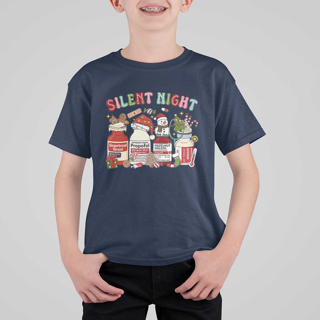 Funny Silent Night Nurse Christmas T Shirt For Kid Festive Meds and Holiday Medical Humor - Wonder Print Shop