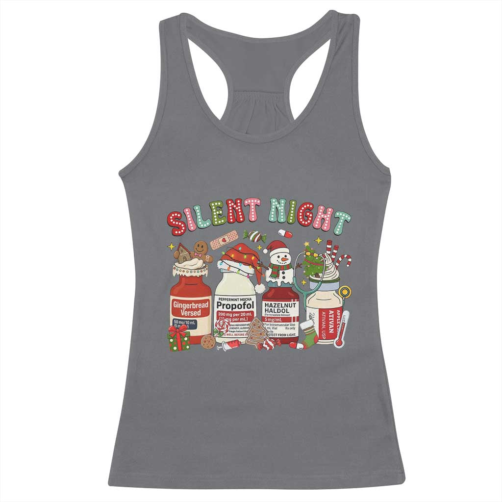 Funny Silent Night Nurse Christmas Racerback Tank Top Festive Meds and Holiday Medical Humor - Wonder Print Shop