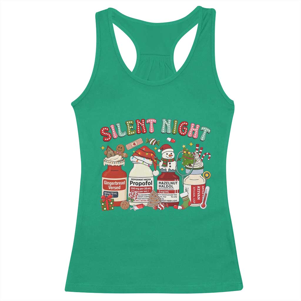 Funny Silent Night Nurse Christmas Racerback Tank Top Festive Meds and Holiday Medical Humor - Wonder Print Shop