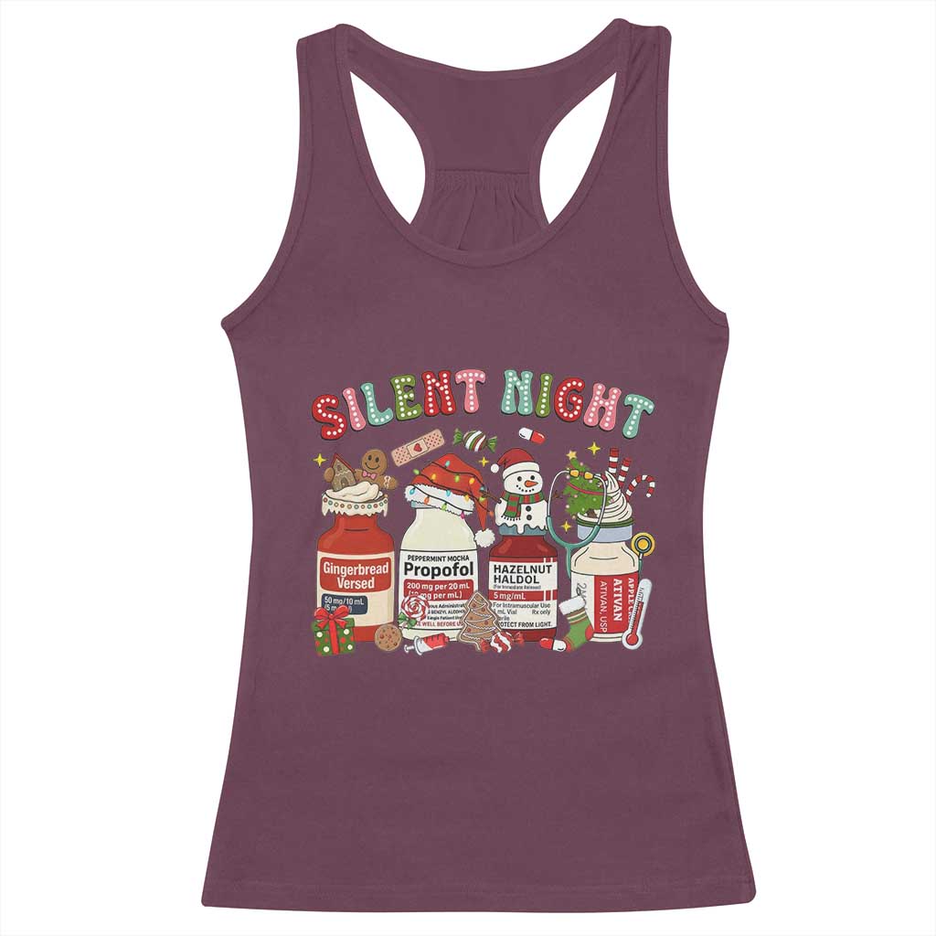 Funny Silent Night Nurse Christmas Racerback Tank Top Festive Meds and Holiday Medical Humor - Wonder Print Shop