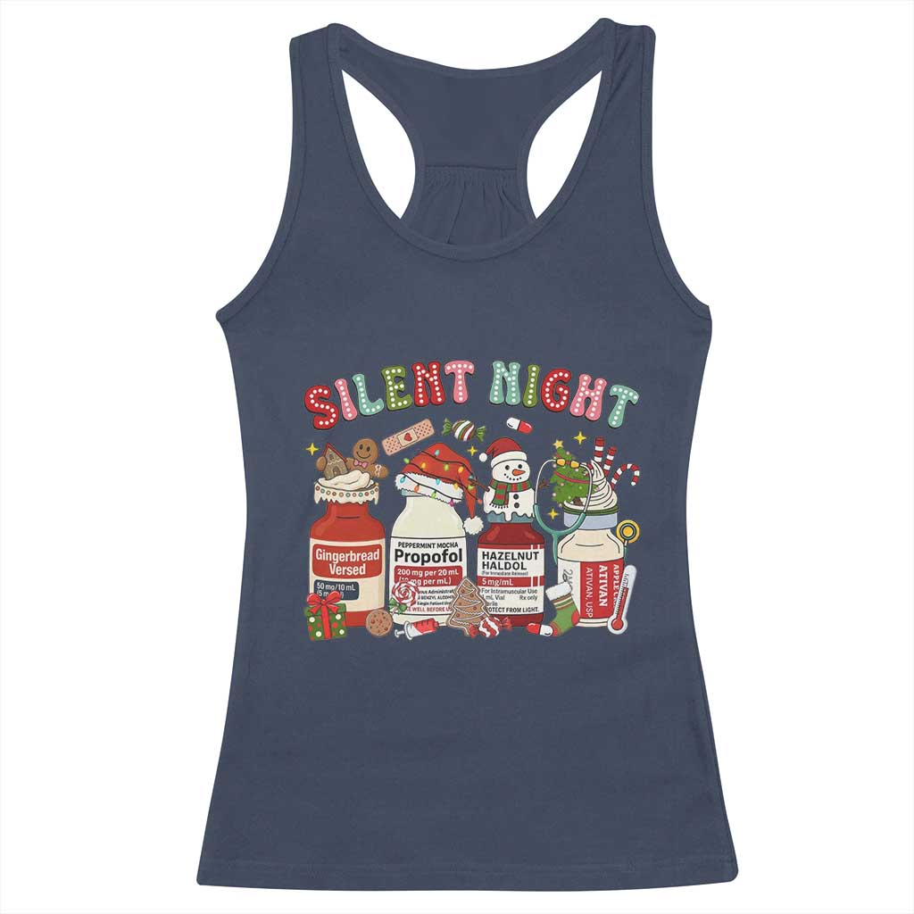 Funny Silent Night Nurse Christmas Racerback Tank Top Festive Meds and Holiday Medical Humor - Wonder Print Shop