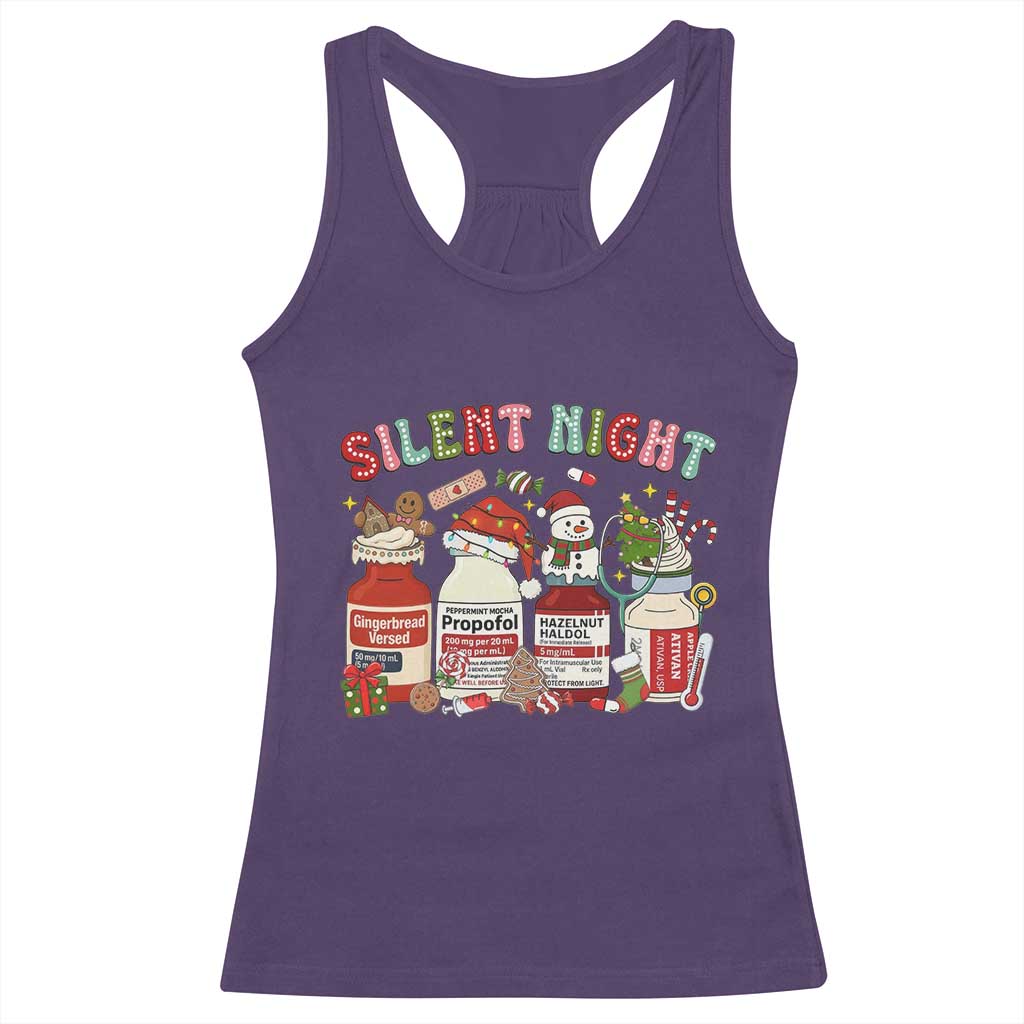 Funny Silent Night Nurse Christmas Racerback Tank Top Festive Meds and Holiday Medical Humor - Wonder Print Shop