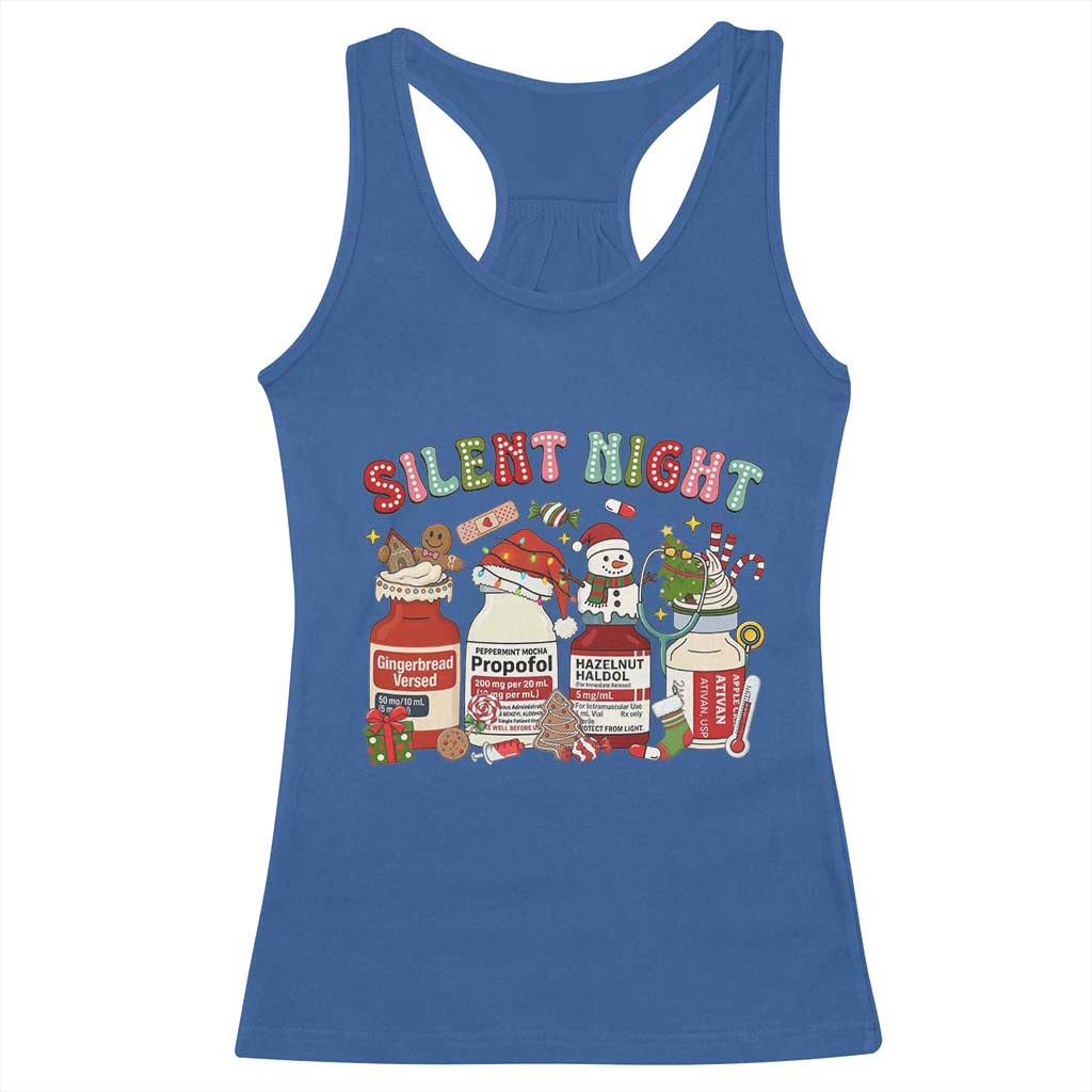 Funny Silent Night Nurse Christmas Racerback Tank Top Festive Meds and Holiday Medical Humor - Wonder Print Shop