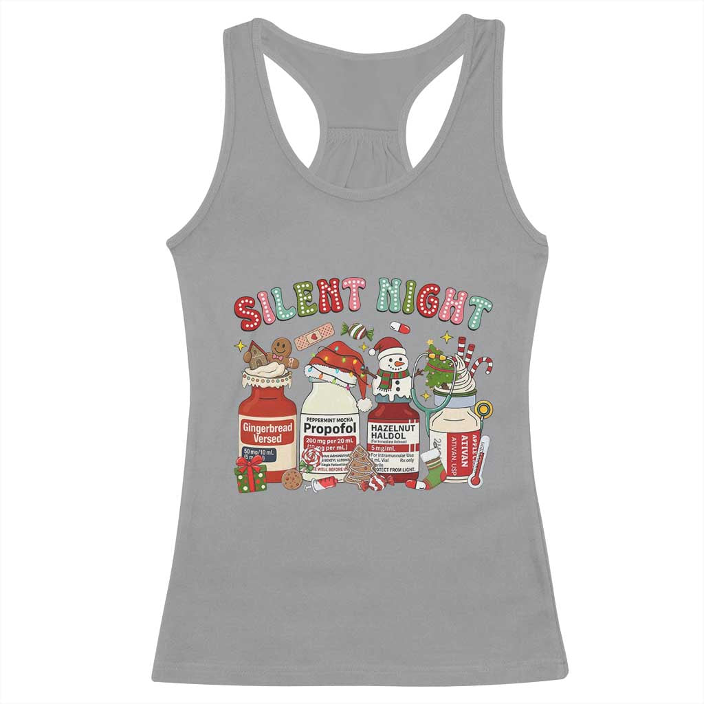 Funny Silent Night Nurse Christmas Racerback Tank Top Festive Meds and Holiday Medical Humor - Wonder Print Shop