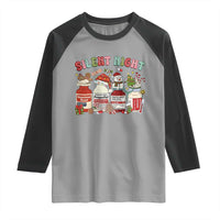 Funny Silent Night Nurse Christmas Raglan Shirt Festive Meds and Holiday Medical Humor - Wonder Print Shop