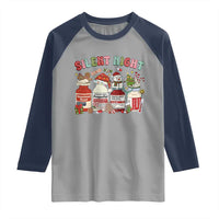 Funny Silent Night Nurse Christmas Raglan Shirt Festive Meds and Holiday Medical Humor - Wonder Print Shop