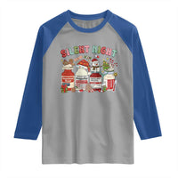 Funny Silent Night Nurse Christmas Raglan Shirt Festive Meds and Holiday Medical Humor - Wonder Print Shop