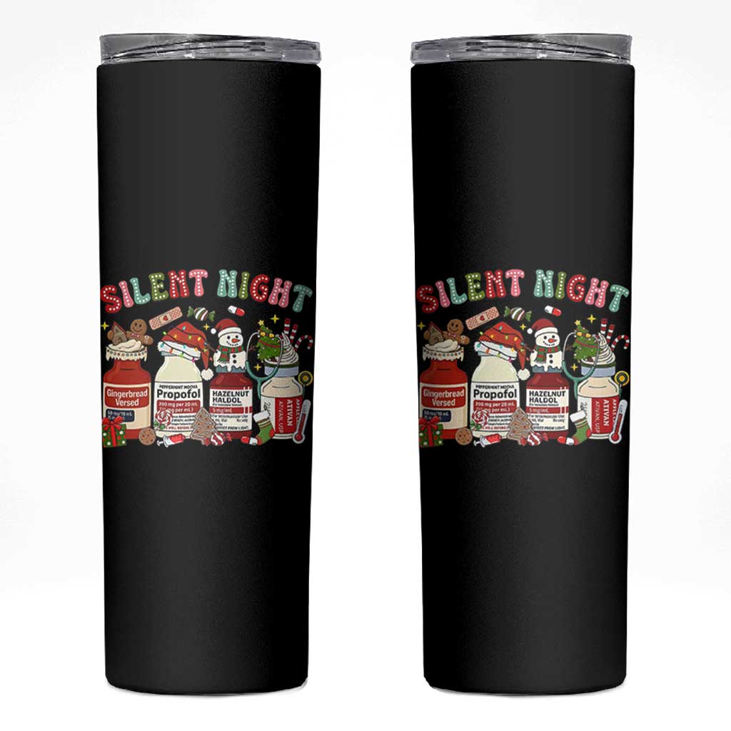 Funny Silent Night Nurse Christmas Skinny Tumbler Festive Meds and Holiday Medical Humor - Wonder Print Shop