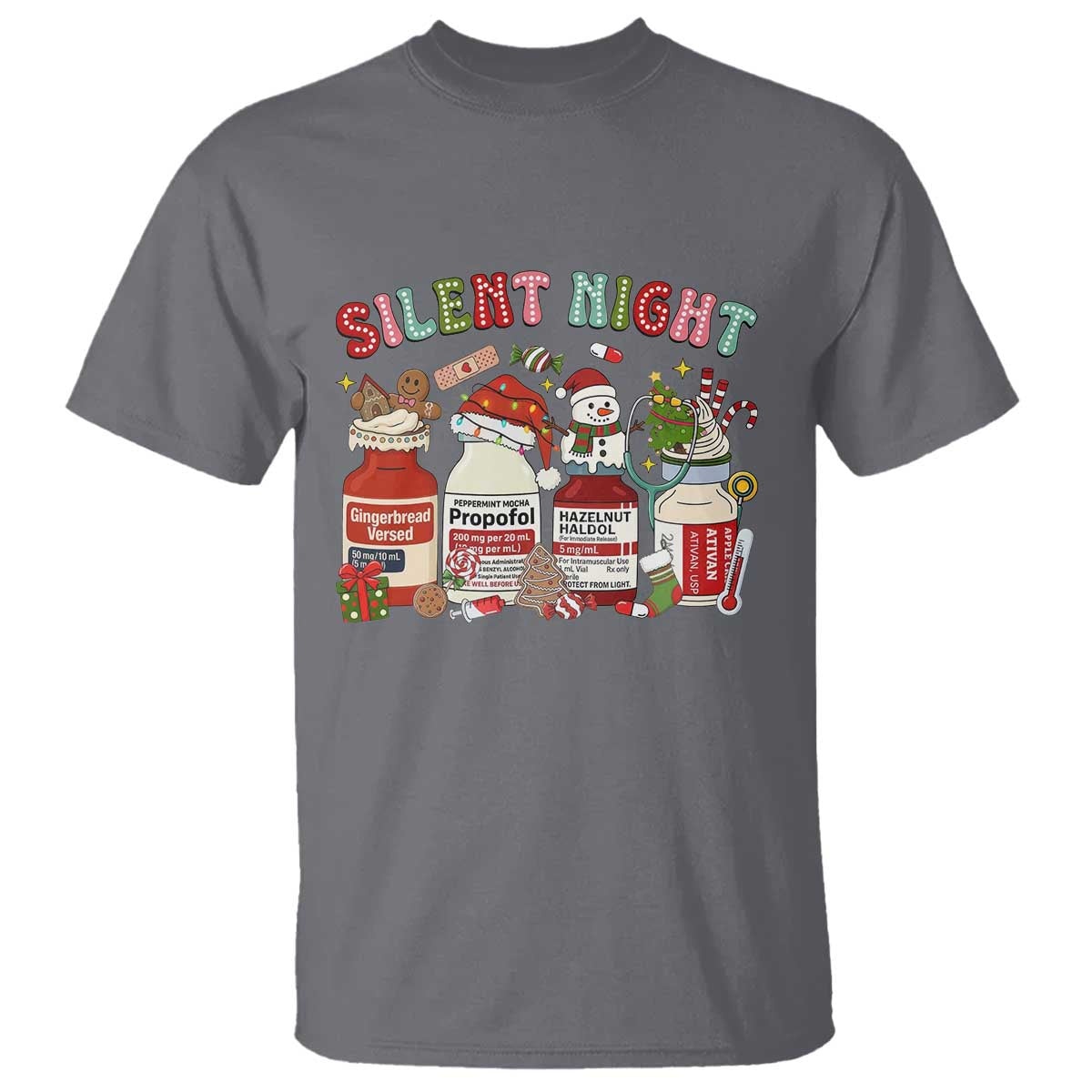 Funny Silent Night Nurse Christmas T Shirt Festive Meds and Holiday Medical Humor - Wonder Print Shop