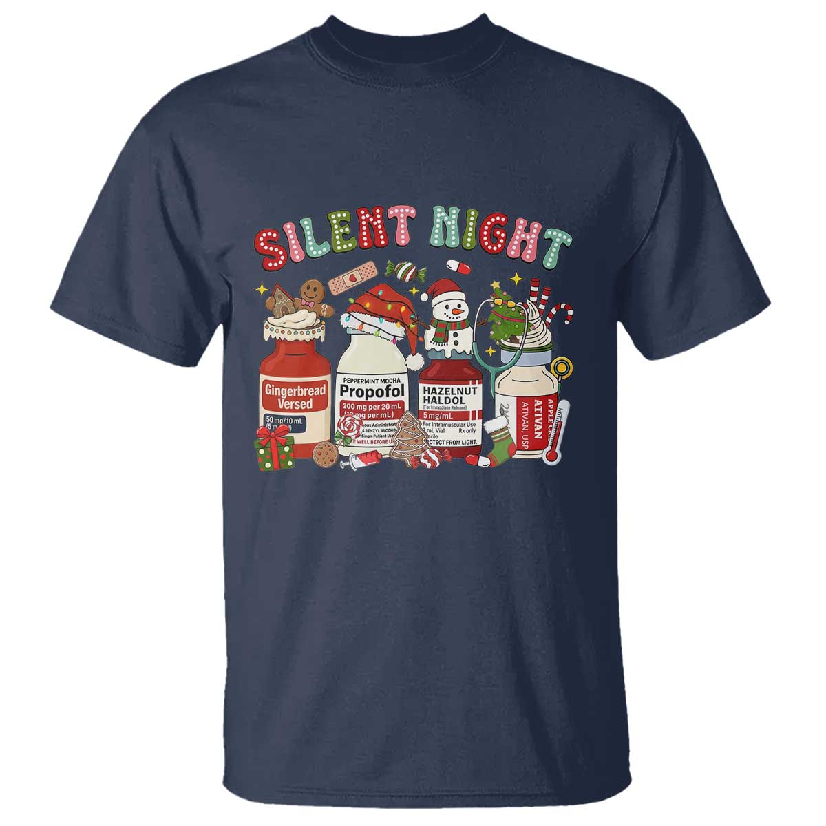 Funny Silent Night Nurse Christmas T Shirt Festive Meds and Holiday Medical Humor - Wonder Print Shop