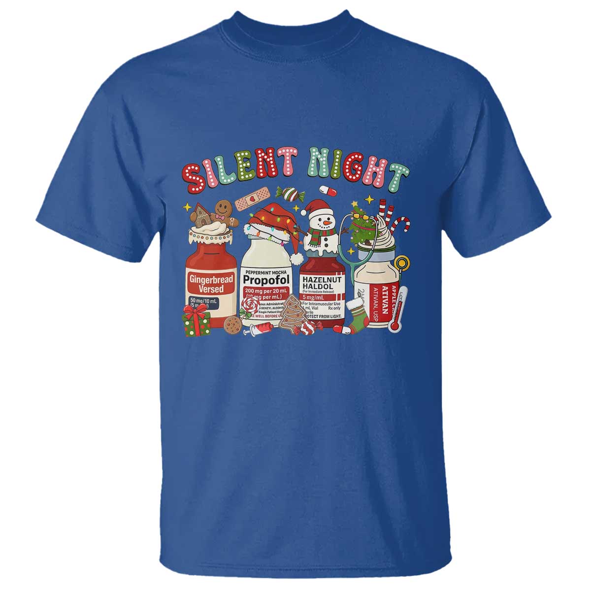 Funny Silent Night Nurse Christmas T Shirt Festive Meds and Holiday Medical Humor - Wonder Print Shop