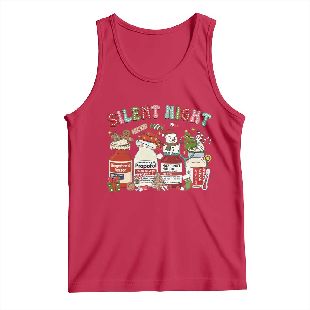 Funny Silent Night Nurse Christmas Tank Top Festive Meds and Holiday Medical Humor - Wonder Print Shop
