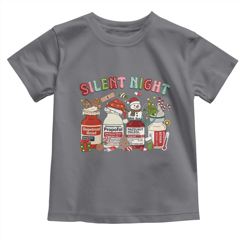 Funny Silent Night Nurse Christmas Toddler T Shirt Festive Meds and Holiday Medical Humor - Wonder Print Shop