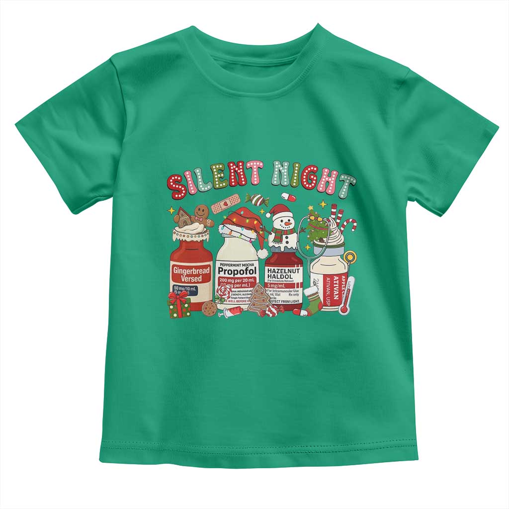 Funny Silent Night Nurse Christmas Toddler T Shirt Festive Meds and Holiday Medical Humor - Wonder Print Shop