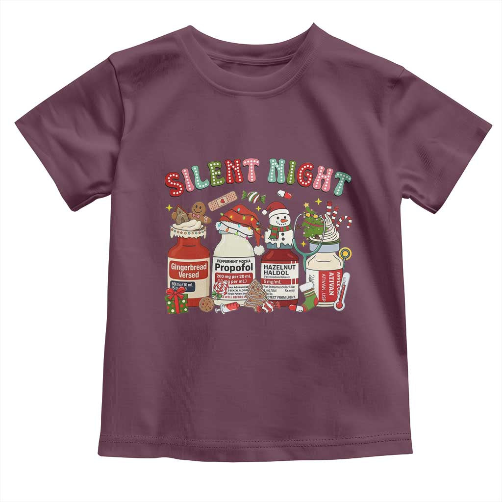 Funny Silent Night Nurse Christmas Toddler T Shirt Festive Meds and Holiday Medical Humor - Wonder Print Shop