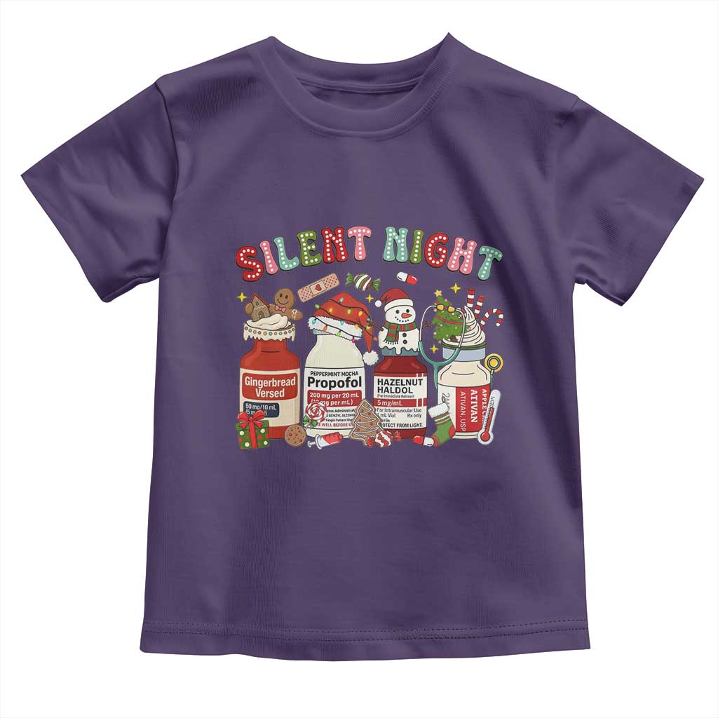 Funny Silent Night Nurse Christmas Toddler T Shirt Festive Meds and Holiday Medical Humor - Wonder Print Shop