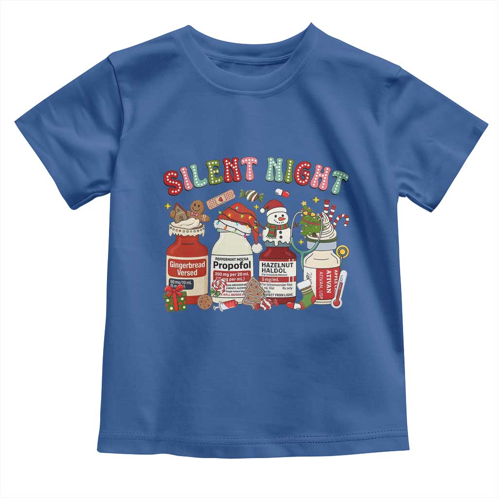 Funny Silent Night Nurse Christmas Toddler T Shirt Festive Meds and Holiday Medical Humor - Wonder Print Shop