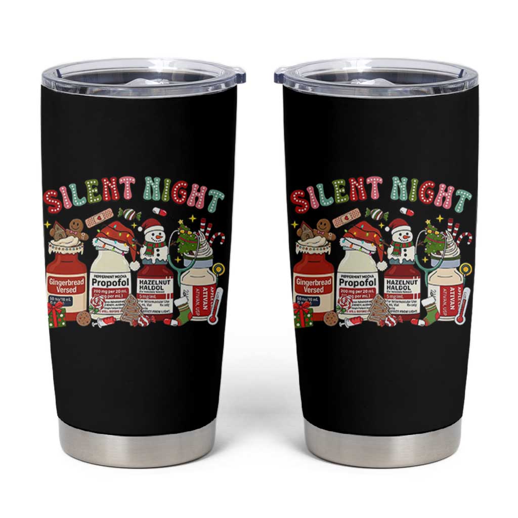 Funny Silent Night Nurse Christmas Tumbler Cup Festive Meds and Holiday Medical Humor - Wonder Print Shop